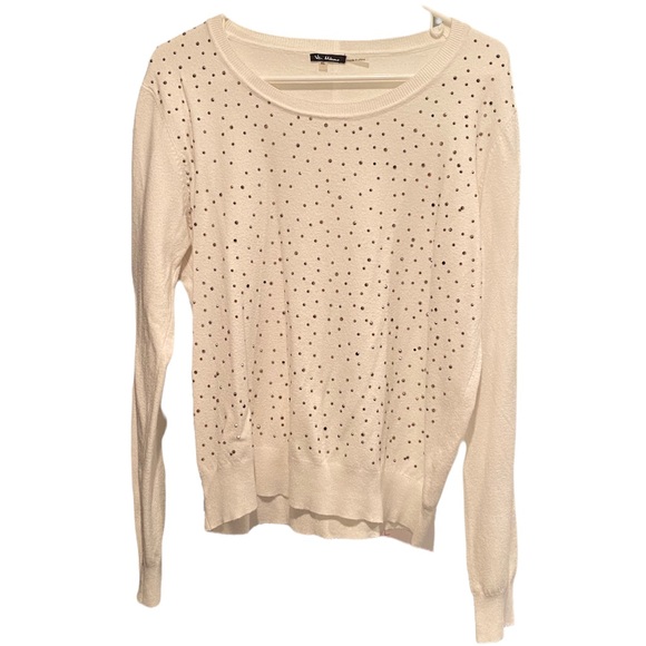 white studded sweater